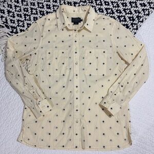 PENDLETON 100% Cotton Cream Meridian Cross Button Up Long Sleeve Shirt Sz. Small